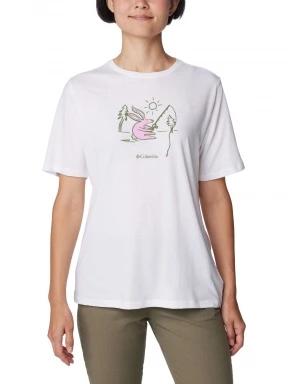 tricou cu maneci scurte pt. femei Columbia Bluebird Day Relaxed Crew Neck alb 1