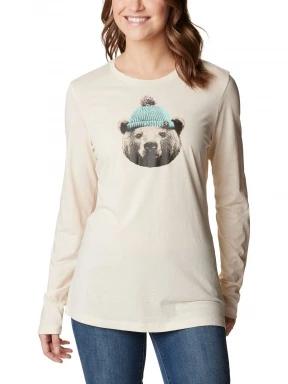tricou cu maneci lungi pt. femei Columbia Hidden Haven Long Sleeve Tee nisip 1