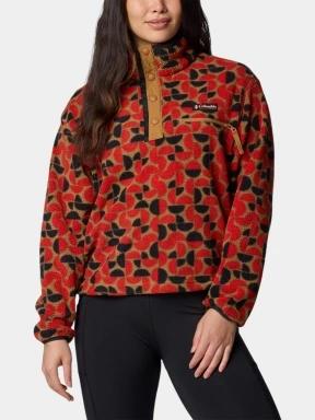 pulover polar pt. femei Columbia Helvetia II Printed Cropped Half Snap rosu 1