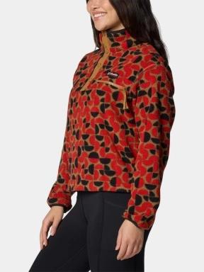 pulover polar pt. femei Columbia Helvetia II Printed Cropped Half Snap rosu 3