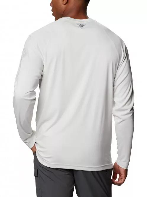 tricou cu maneci lungi, pentru sport pt. barbati Columbia Terminal Tackle Heather LS Shirt alb 3