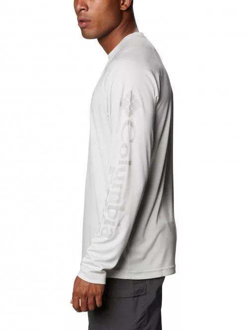 tricou cu maneci lungi, pentru sport pt. barbati Columbia Terminal Tackle Heather LS Shirt alb 4