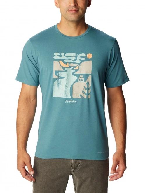 tricou pentru sport, cu maneci scurte pt. barbati Columbia Men's Sun Trek Short Sleeve Graphic Tee verde 2