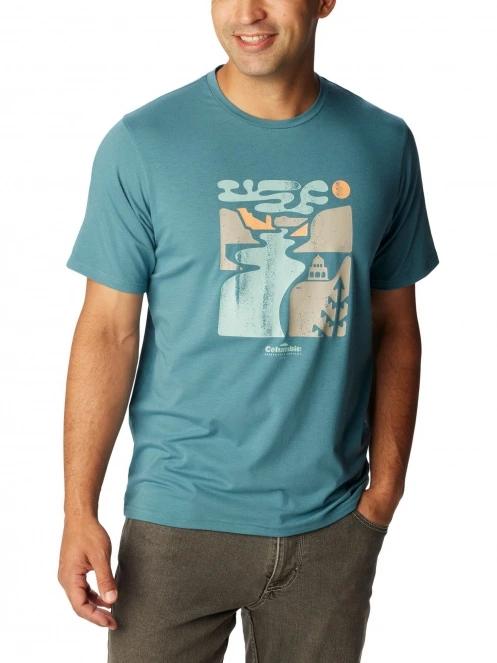 tricou pentru sport, cu maneci scurte pt. barbati Columbia Men's Sun Trek Short Sleeve Graphic Tee verde 5