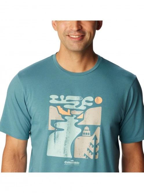 tricou pentru sport, cu maneci scurte pt. barbati Columbia Men's Sun Trek Short Sleeve Graphic Tee verde 6