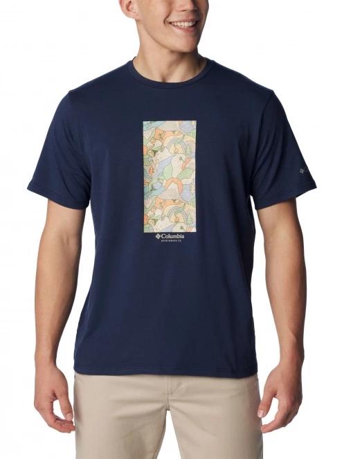 tricou pentru sport, cu maneci scurte pt. barbati Columbia Men's Sun Trek Short Sleeve Graphic Tee albastru 2