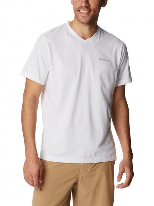 tricou pentru sport, cu maneci scurte pt. barbati Columbia Sun Trek V-Neck Short Sleeve alb 2