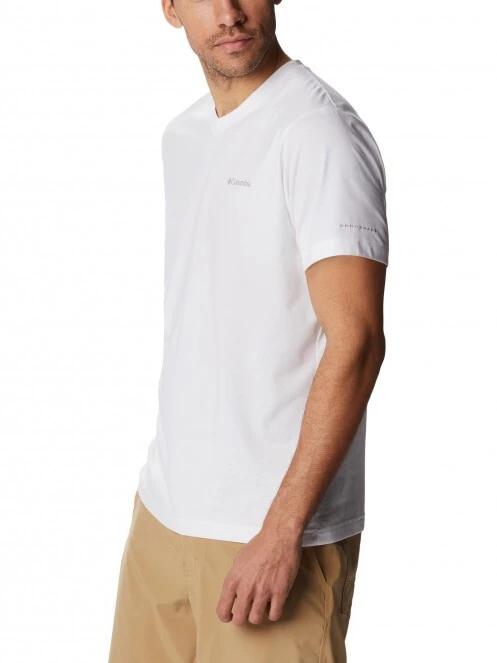 tricou pentru sport, cu maneci scurte pt. barbati Columbia Sun Trek V-Neck Short Sleeve alb 3