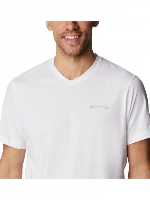 tricou pentru sport, cu maneci scurte pt. barbati Columbia Sun Trek V-Neck Short Sleeve alb 5