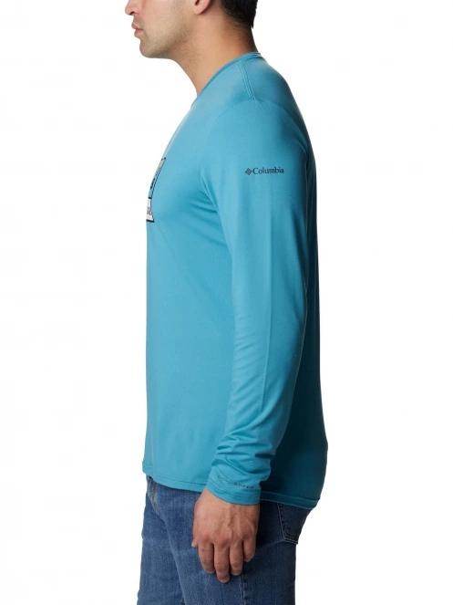 tricou cu maneci lungi, pentru sport pt. barbati Columbia Tech Trail Long Sleeve Graphic albastru 3