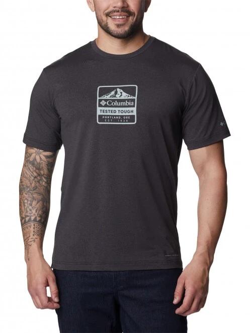 tricou pentru sport, cu maneci scurte pt. barbati Columbia Tech Trail Front Graphic SS Tee negru 2