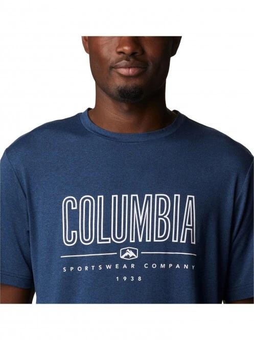 tricou pentru sport, cu maneci scurte pt. barbati Columbia Tech Trail Front Graphic SS Tee albastru 5