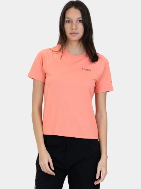 tricou pentru sport, cu maneci scurte pt. femei Columbia Summit Valley Short Sleeve Crew rosu 2