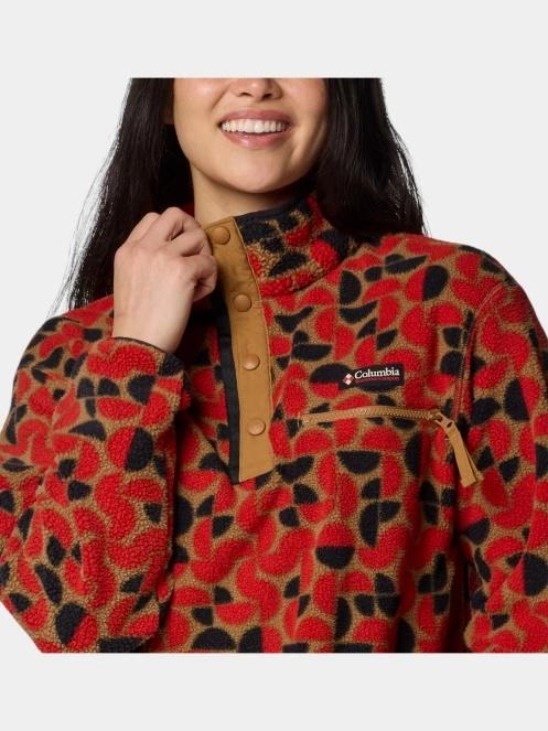 pulover polar pt. femei Columbia Helvetia II Printed Cropped Half Snap rosu 6