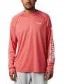 tricou cu maneci lungi, pentru sport pt. barbati Columbia Terminal Tackle Heather LS Shirt rosu 1